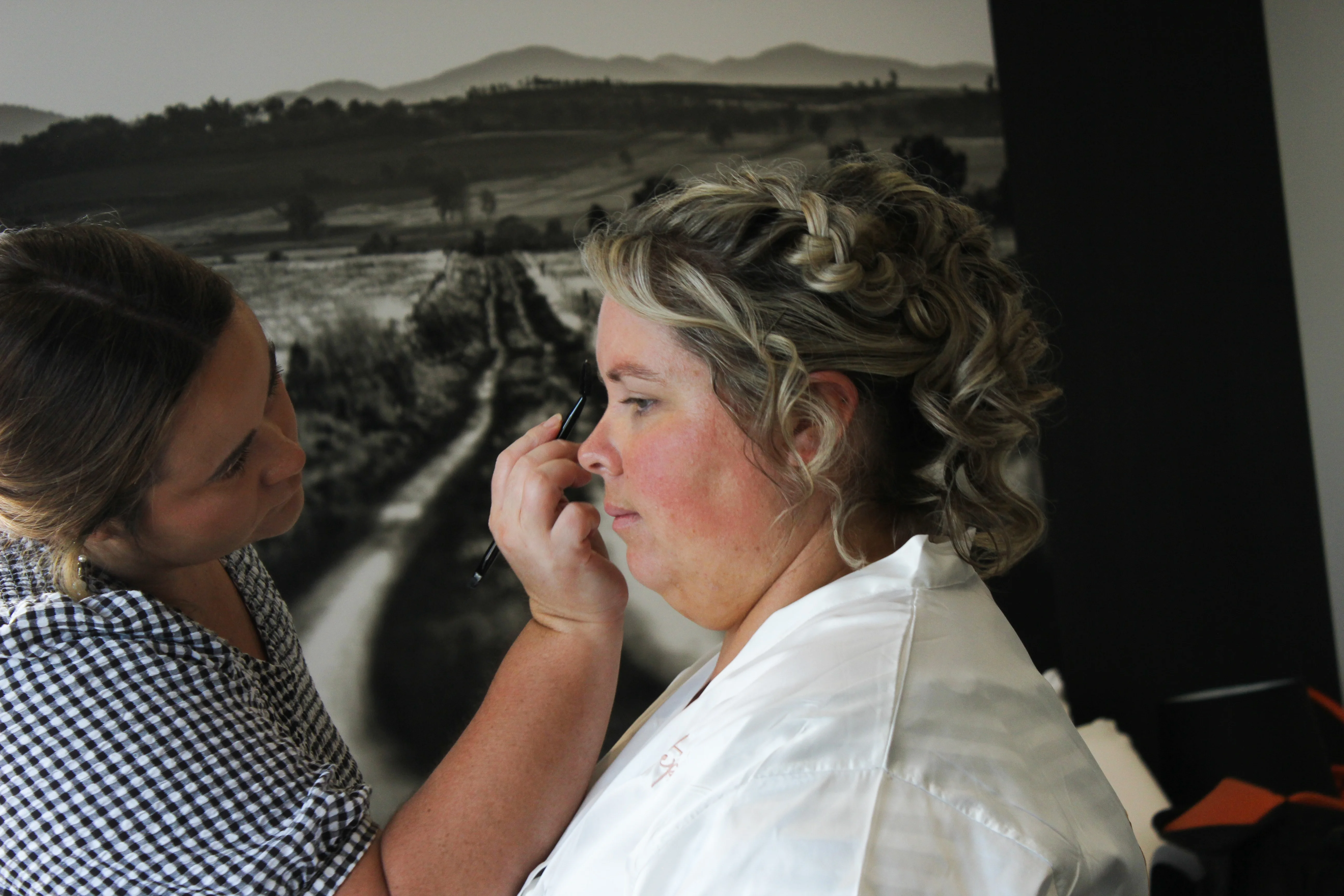Bride getting ready on her wedding morning