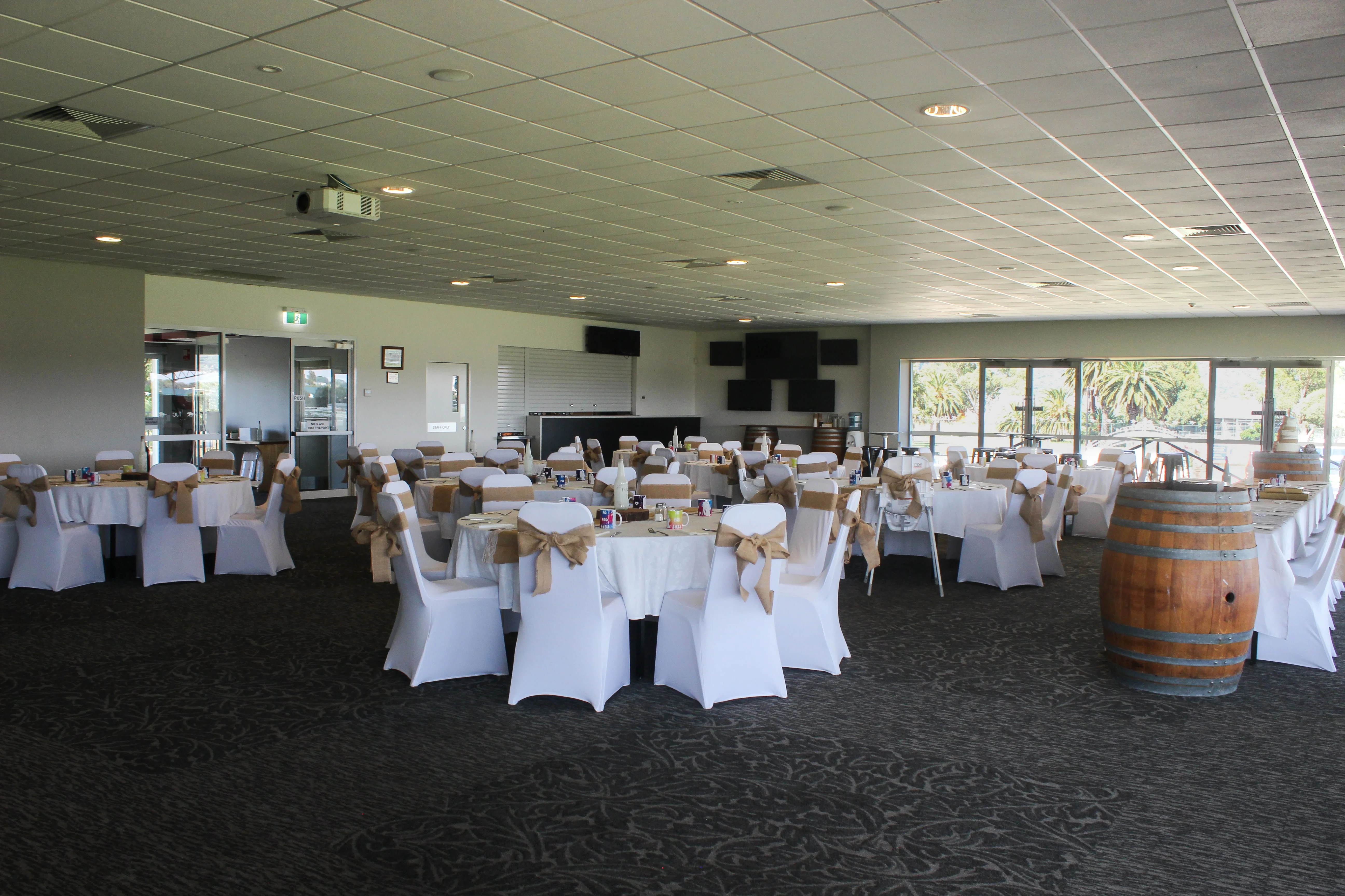 Full wedding reception room setup