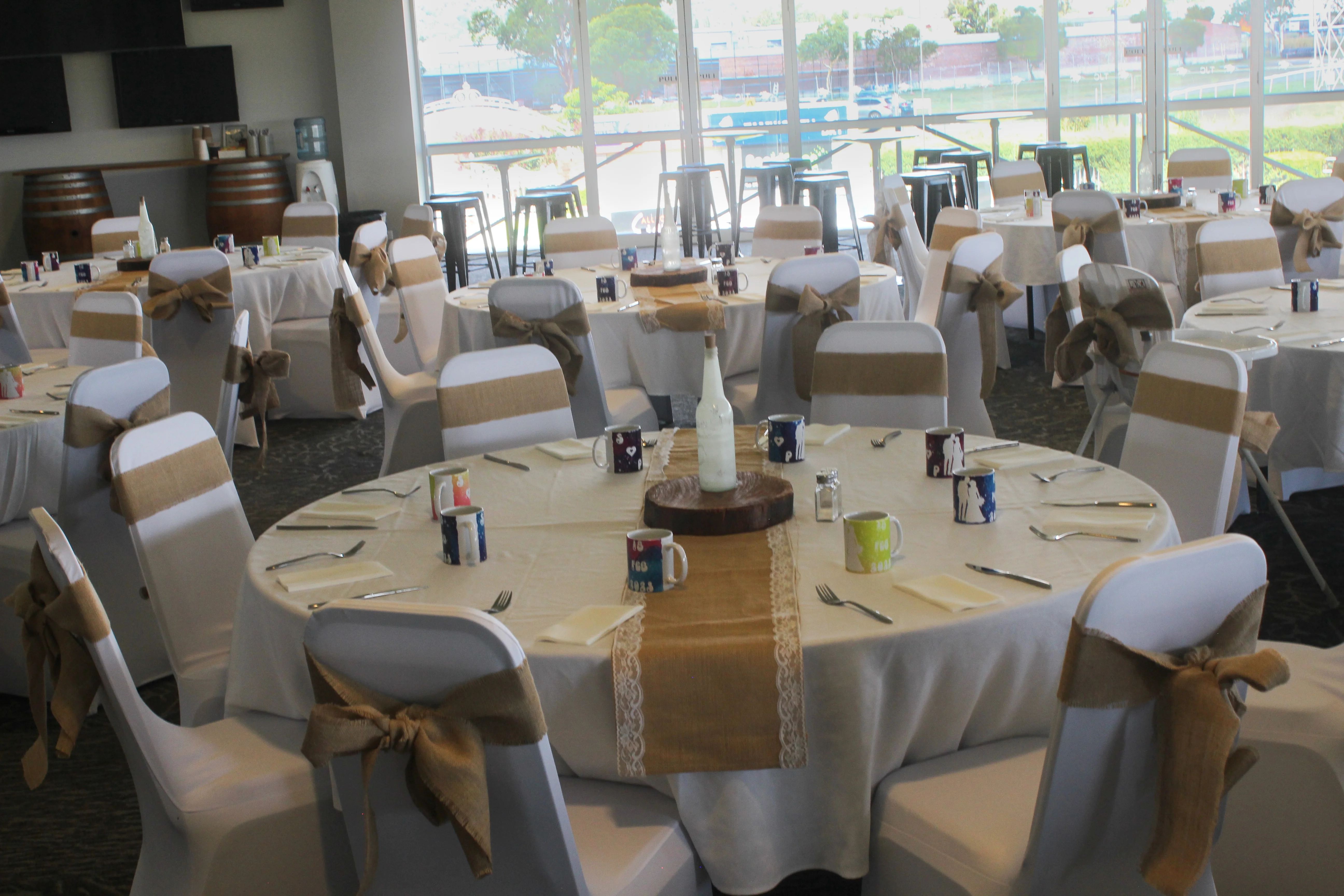 Rustic wedding reception table setting