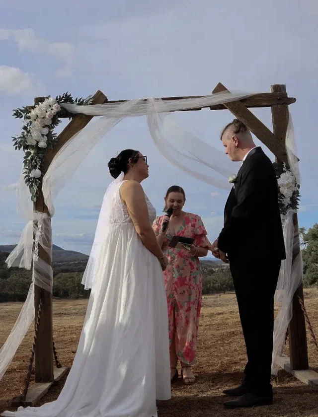 Couple at the altar during their wedding ceremony in NSW